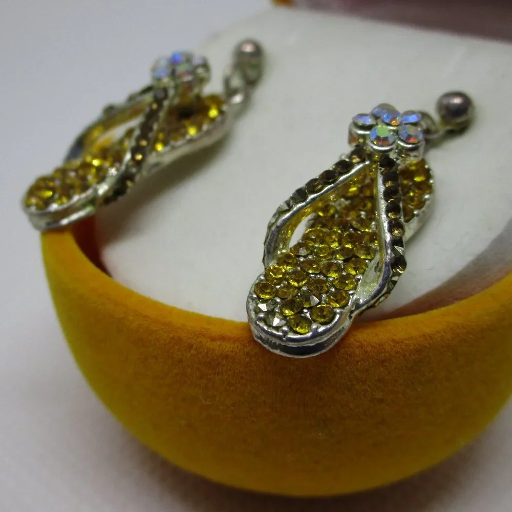 rhinestone flip flop earrings